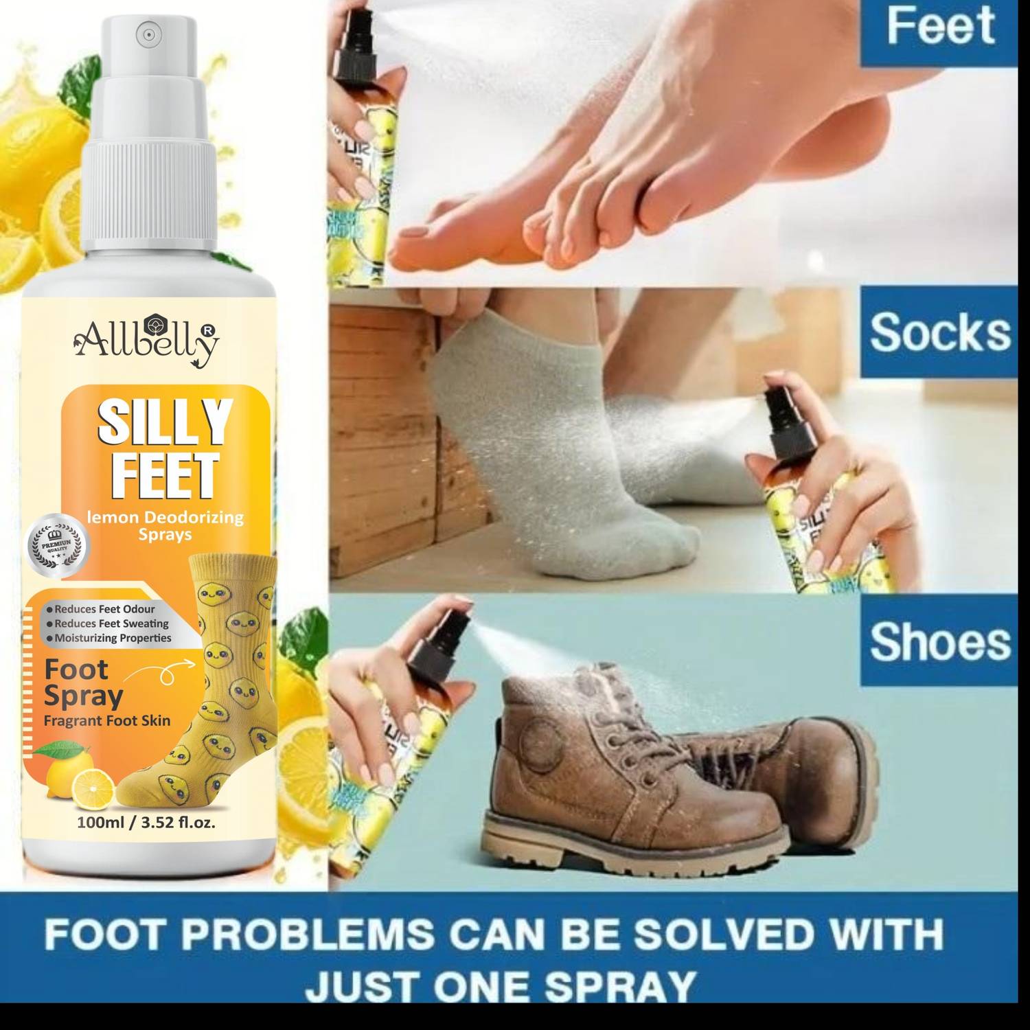 Allbelly Foot and Shoe "Sniff-test approved! Keep it Silly, Keep it Fresh." Cleaner