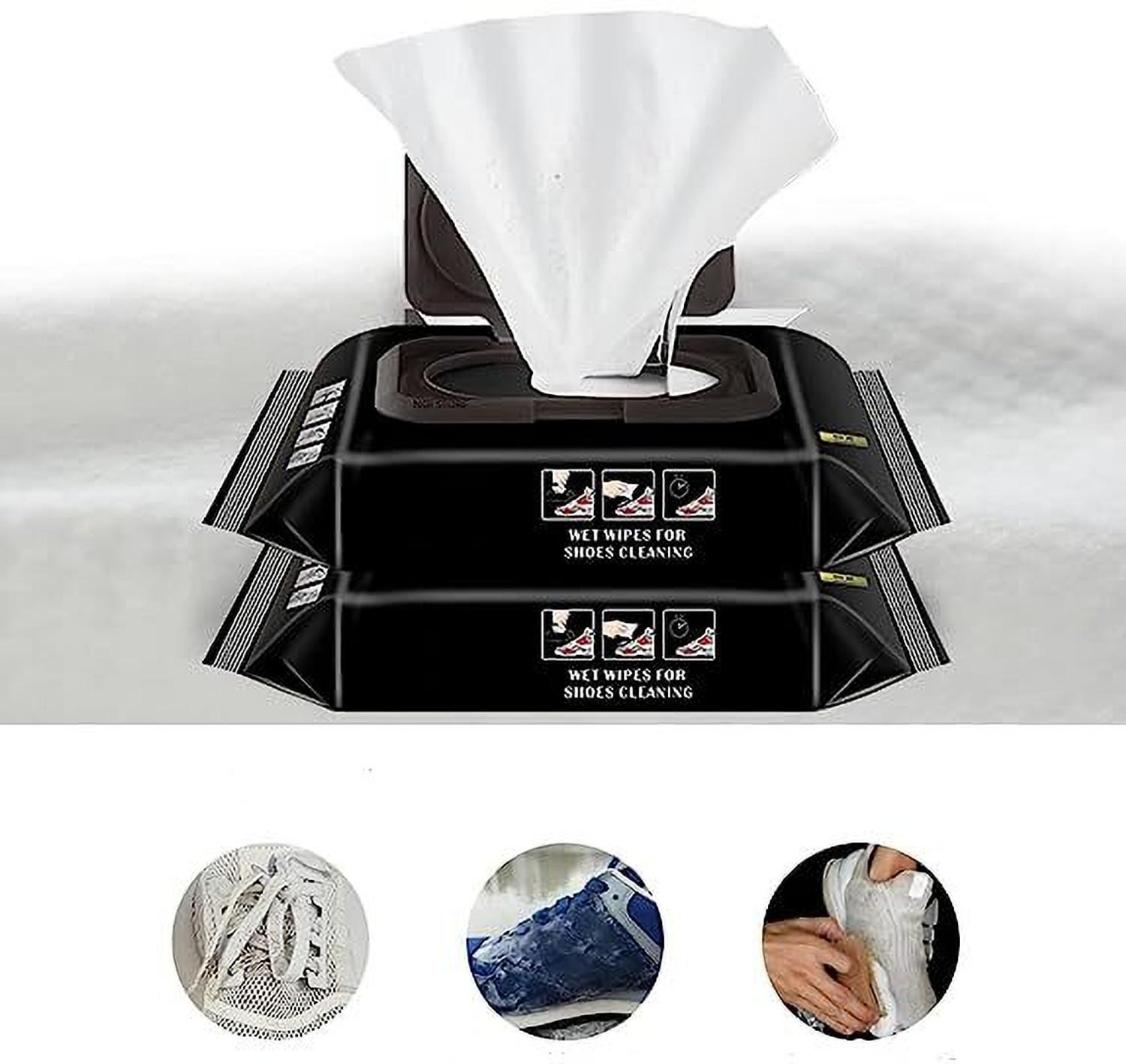 Image of PILONG Shoe Cleaner Wipes 1 Packs of 30, Quickly Remove Dirt & Stains Cleaner