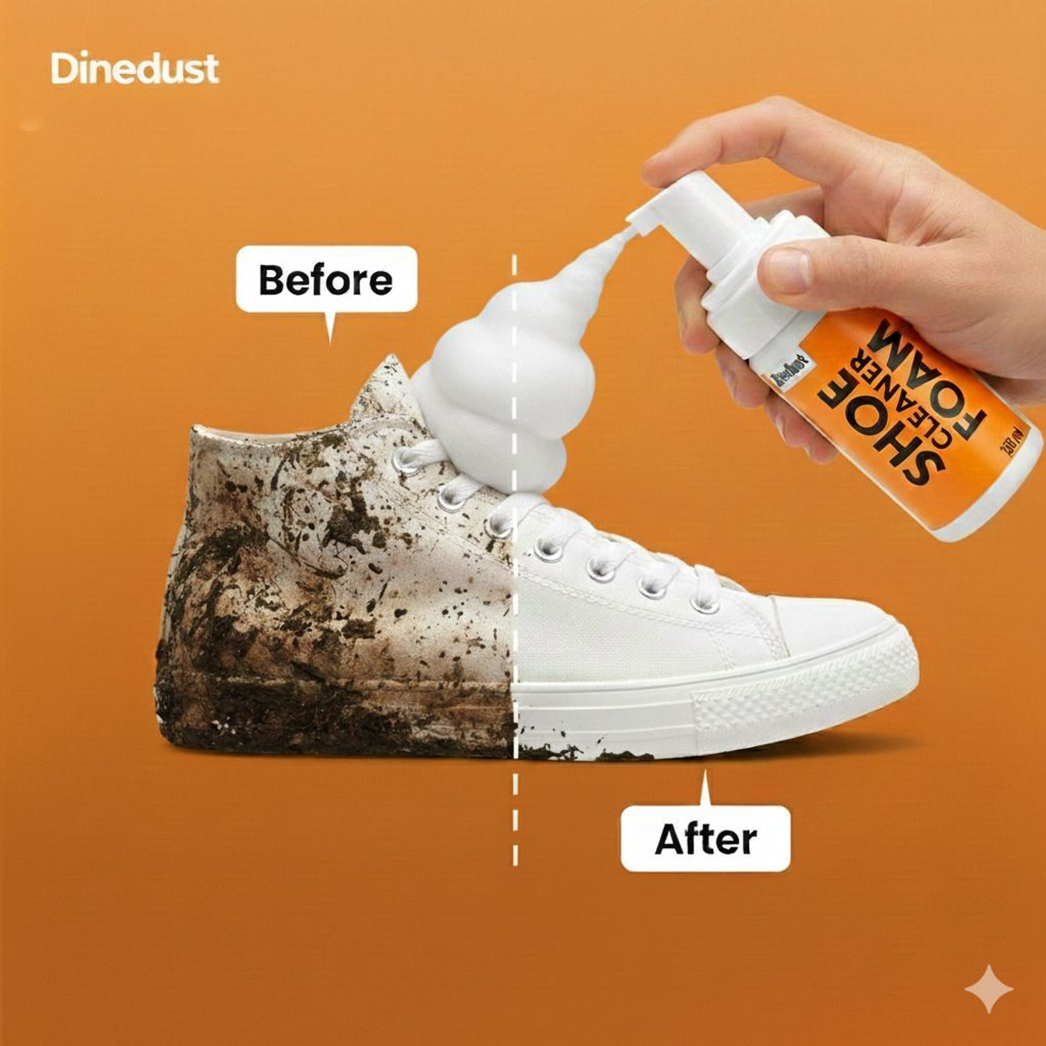 Image of DINEDUST SHOE CLEANER FOAM WITH BRUSH Cleaner