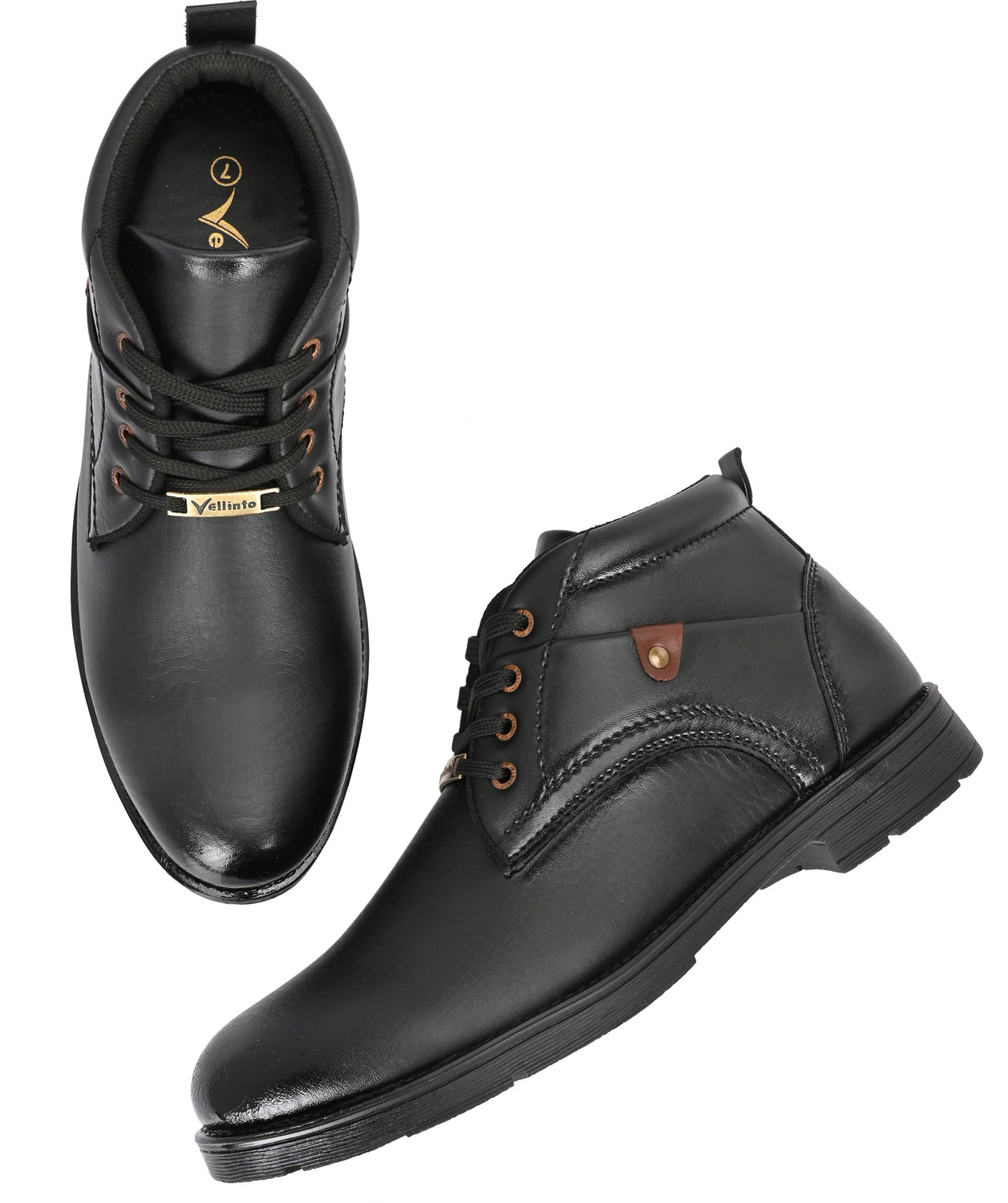 Image of Vellinto OASIS Stylish, Trendy Mid-Ankle Boots ll Daily Use Casual Lace Up Shoe Boots For Men (Black, 9)