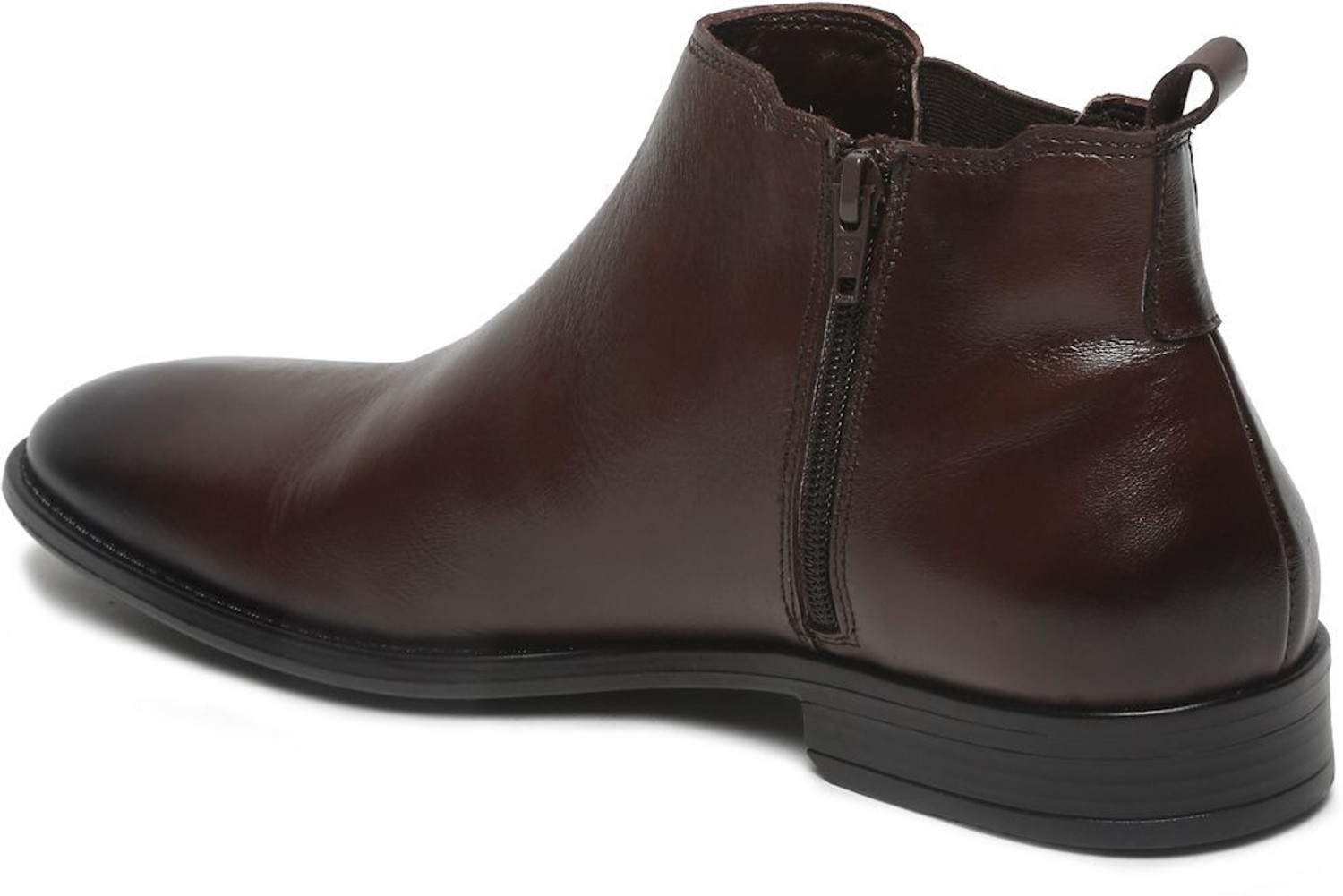Image of Teakwood Mens Leather Chelsea Boots With Mid Top Block Heels Boots For Men