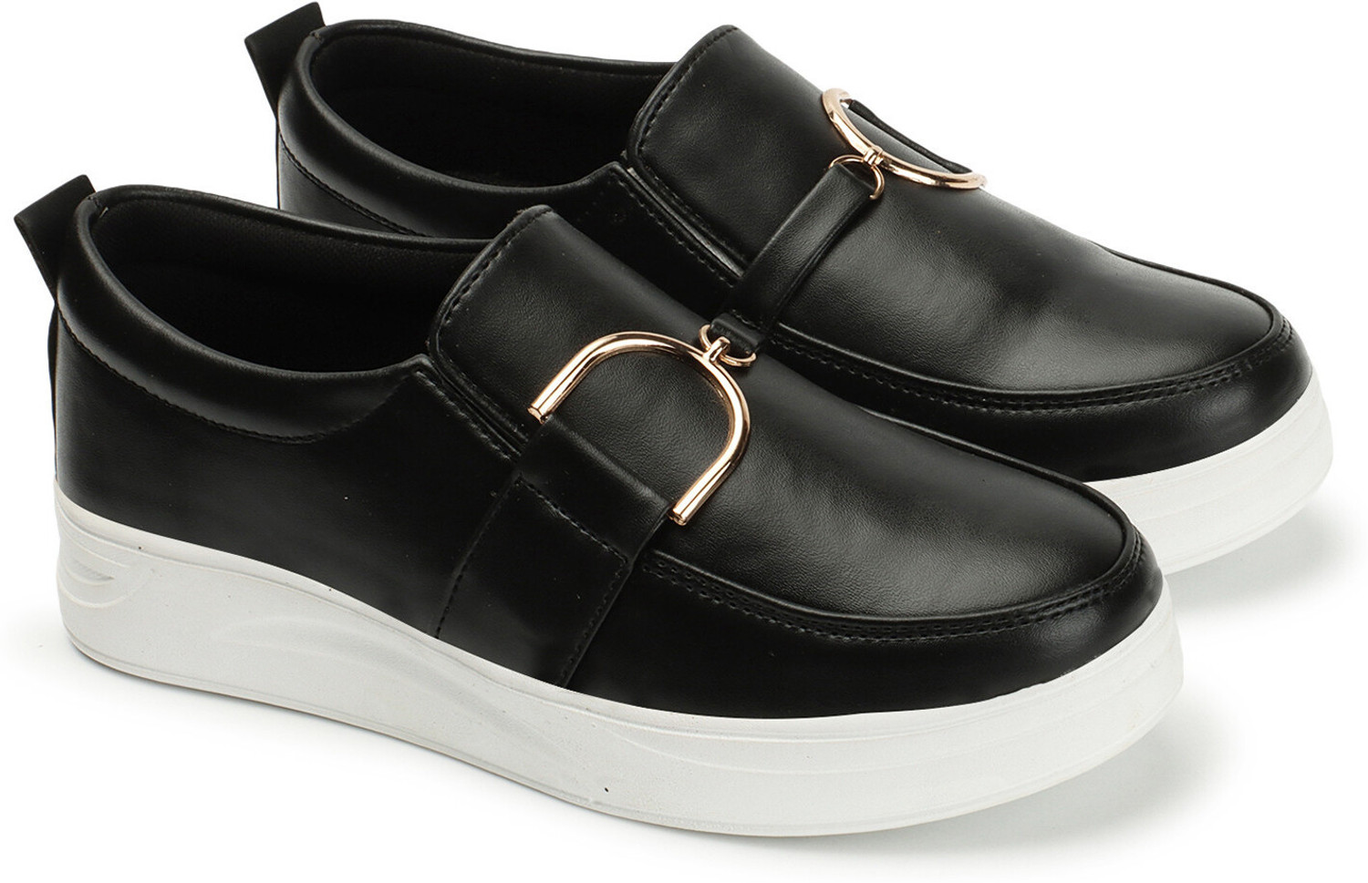 Image of HimQuen Women buckle detailed synthetic moccasins for girls Loafers For Women