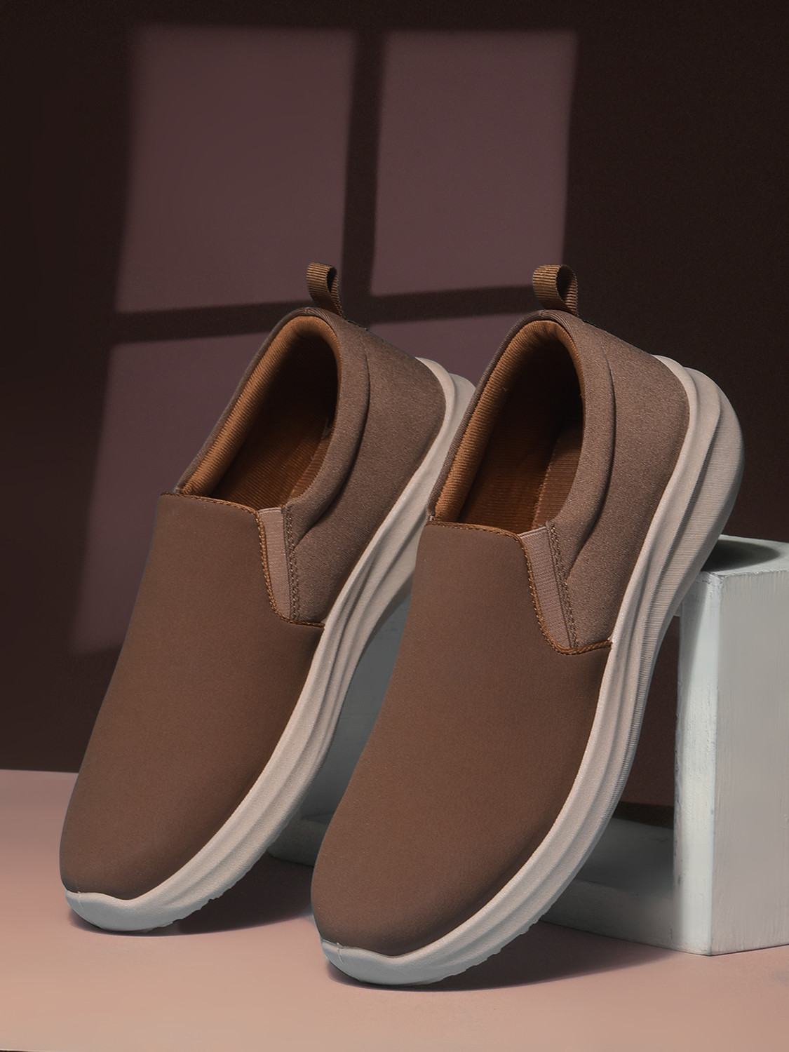 Image of Bata Men Classic Casual Slip On Shoes Everyday Comfort Slip On Sneakers For Men (Tan, 8)