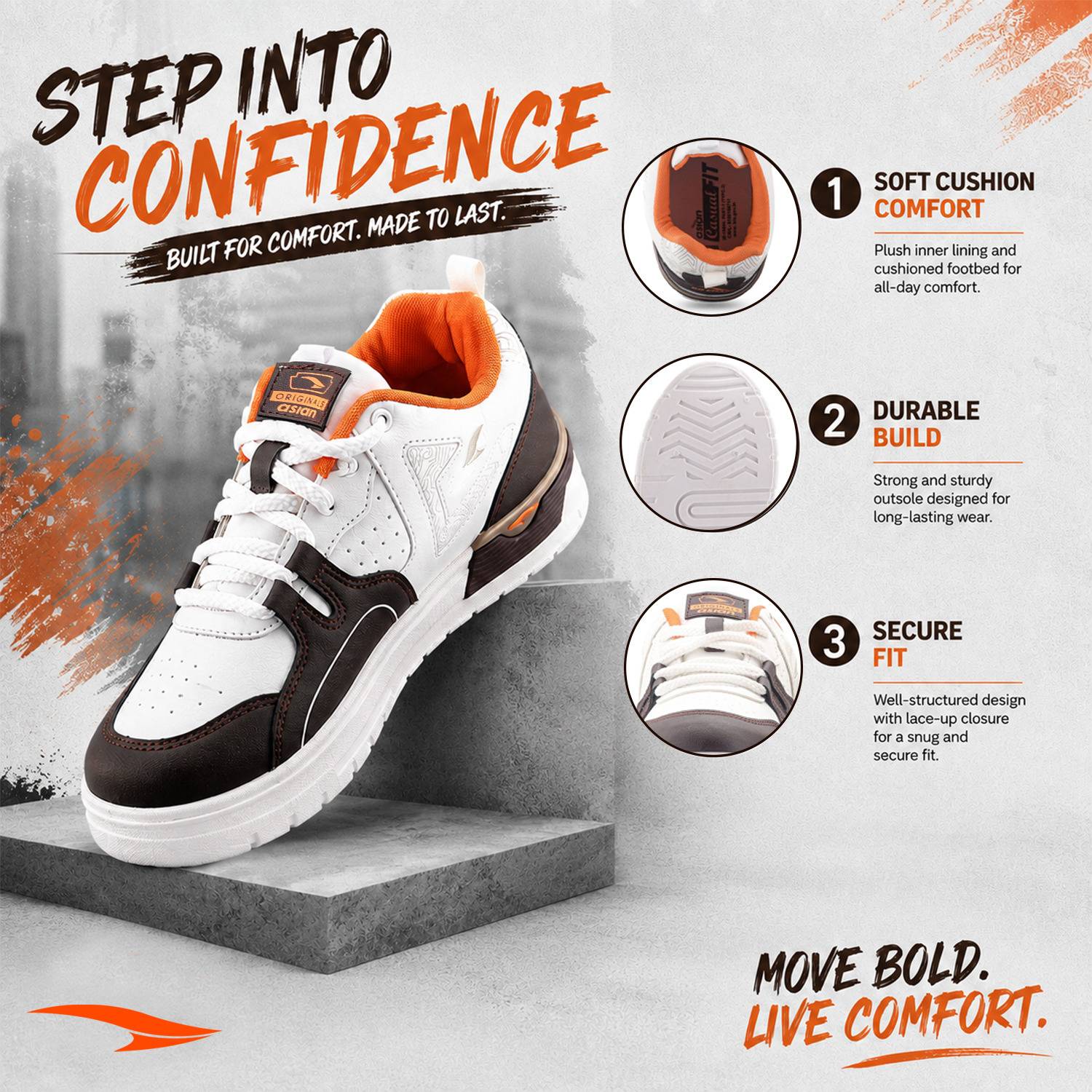 asian Motion-01 Men's Lightweight Sneaker with Soft Cushioning