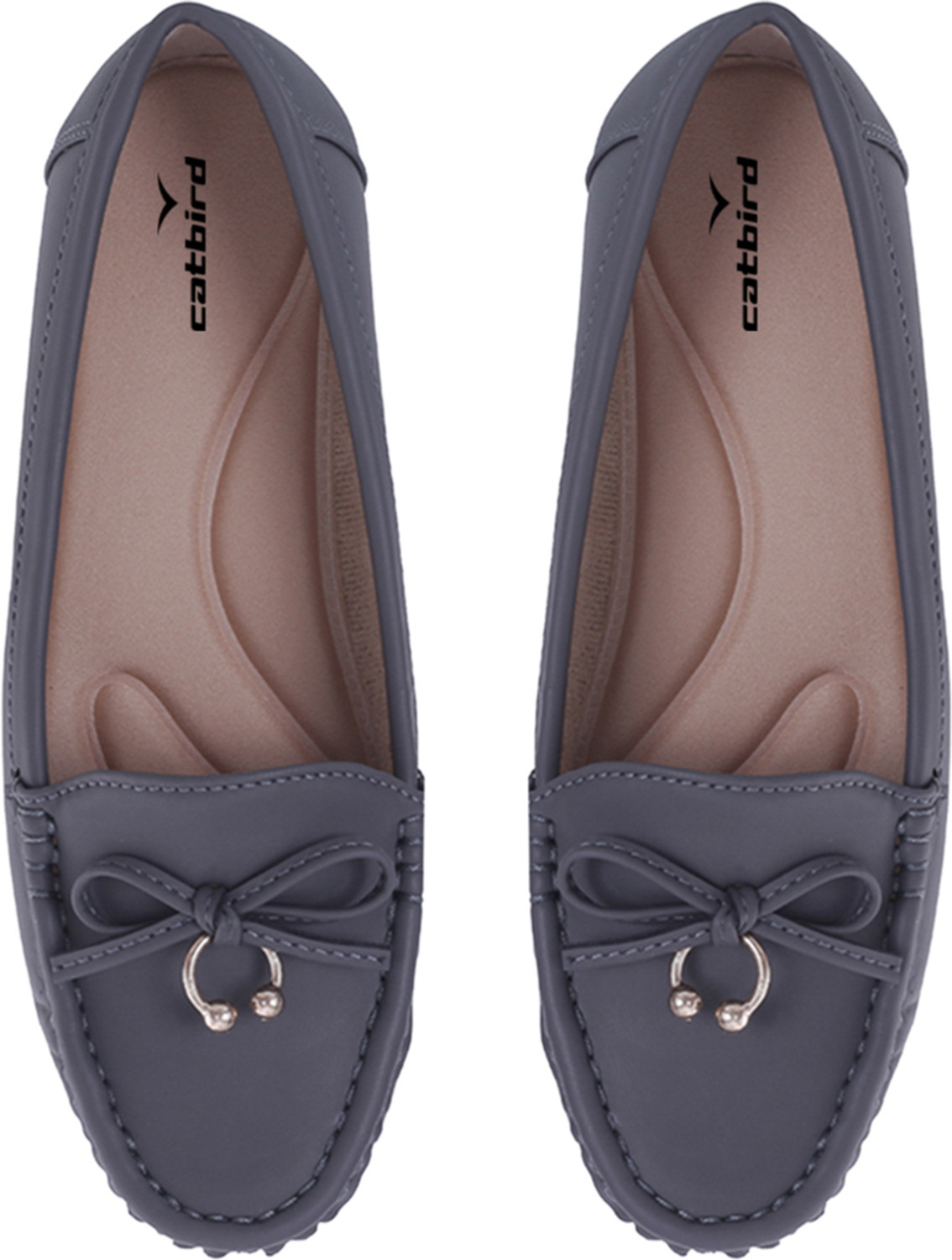 Image of CATBIRD Casual Slip On Loafers with Bow Detail & Decorative Ring Loafers For Women