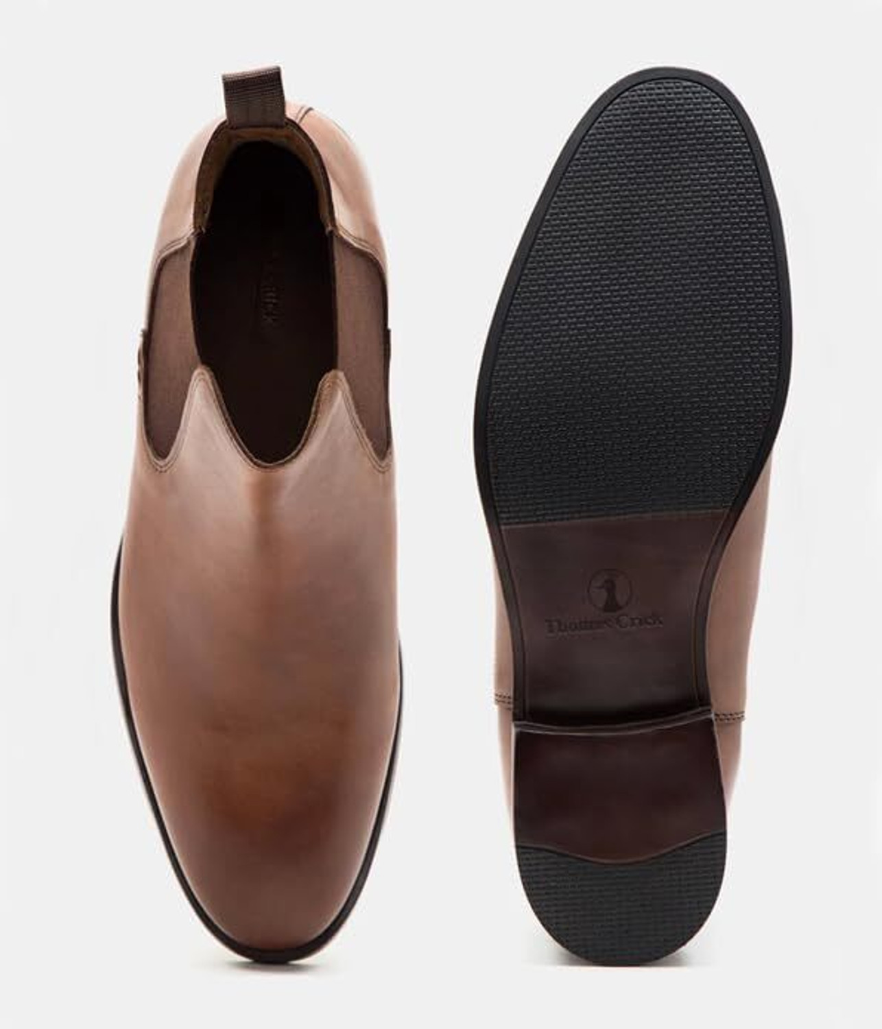 Image of THOMAS CRICK Premium Leather Pull Tab Elasticated Side Cushioned Insole Chelsea Boots For Men