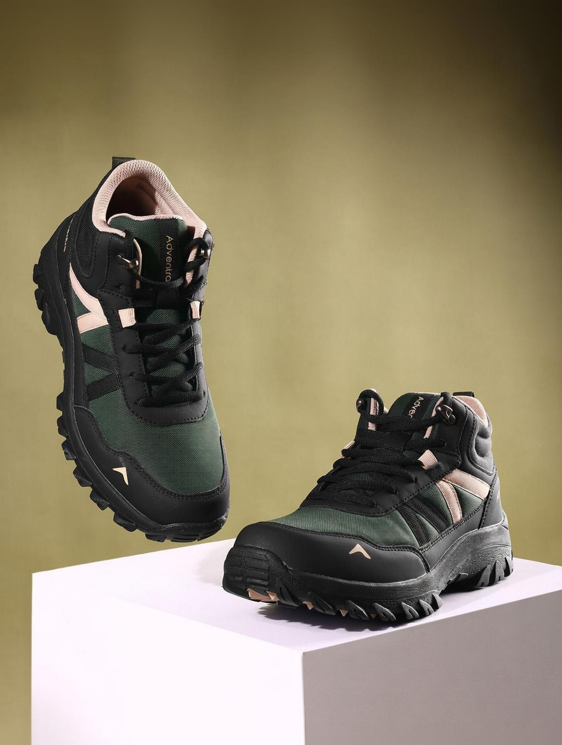 Image of ADVENTRA SPORTS Men Mid-Top Hiking Shoes with Anti-Skid Full Rubber Sole (EH900) Green Outdoors For Men