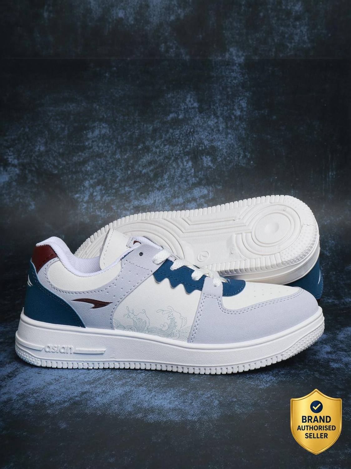 Asian Soft Cushioned Insole Sneakers For Men White - Image 1
