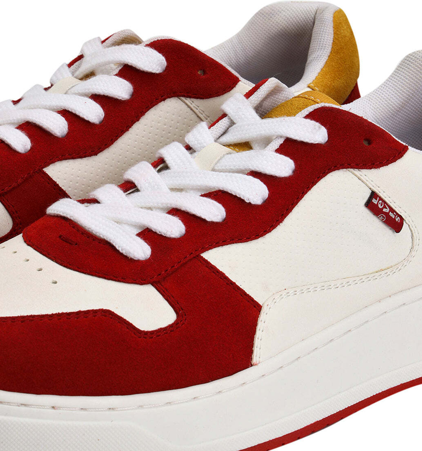 Image of LEVI'S Men's Red Colorblock Sneakers Sneakers For Men (Red, 9)