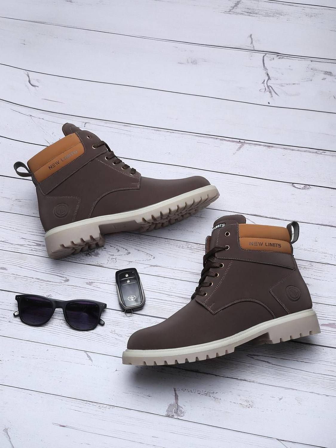NEW LIMITS HUNK High Ankle Riding & Hiking Boots For Men Brown - Image 1