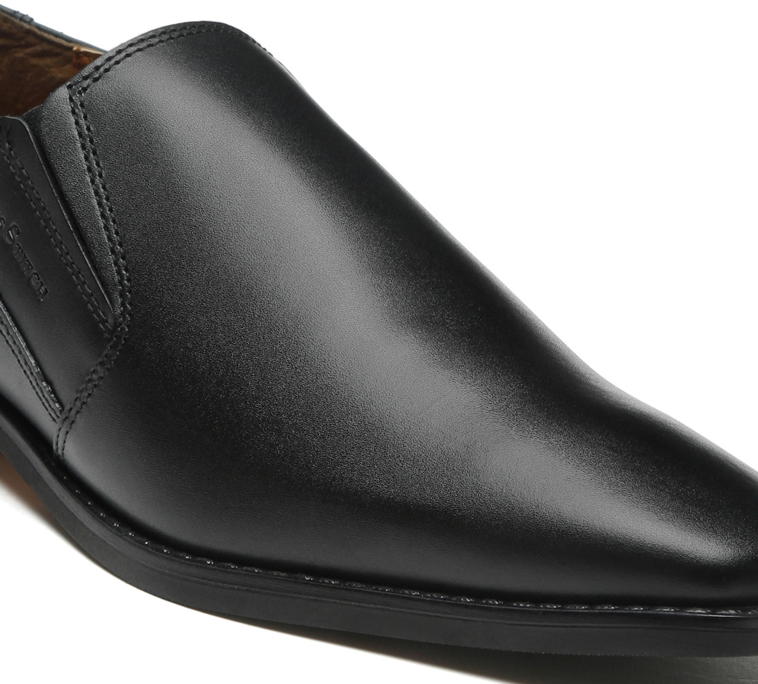 Image of LOUIS STITCH Obsidian Black Leather Mocassins Shoes Formal Loafers Slipons for Men - RXSOJB Slip On For Men