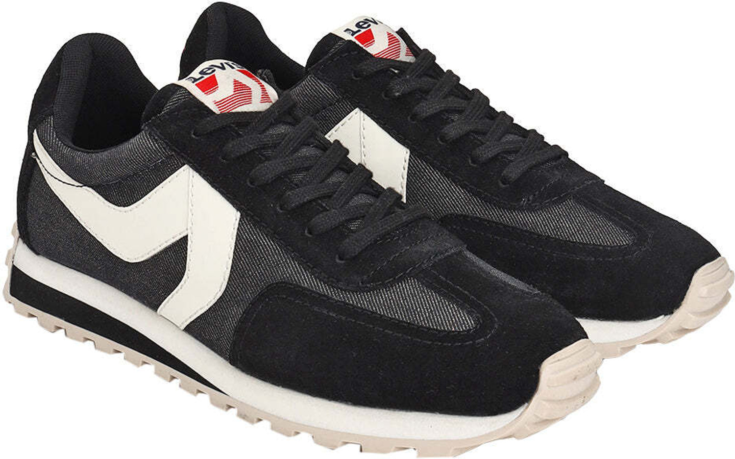 Image of LEVI'S Men's Black Colorblock Sneakers Sneakers For Men