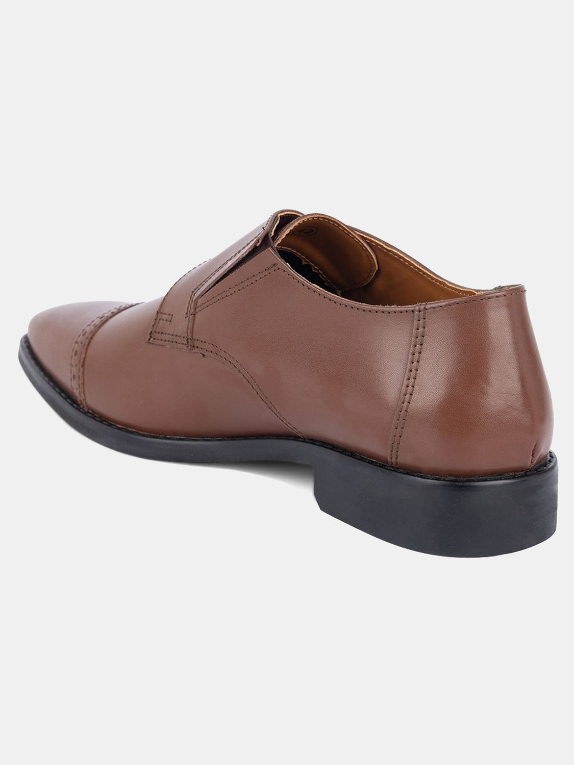 Image of LOUIS STITCH Handmade Italian Leather Monk Strap Formal Slip On Shoe for Men 6 UK (Tan) Monk Strap For Men