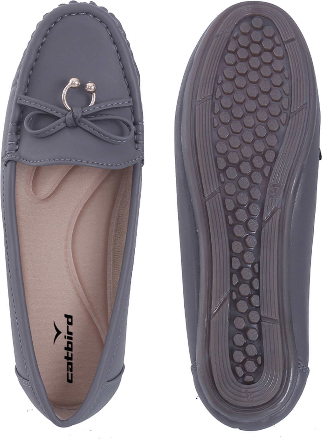 Image of CATBIRD Casual Slip On Loafers with Bow Detail & Decorative Ring Loafers For Women