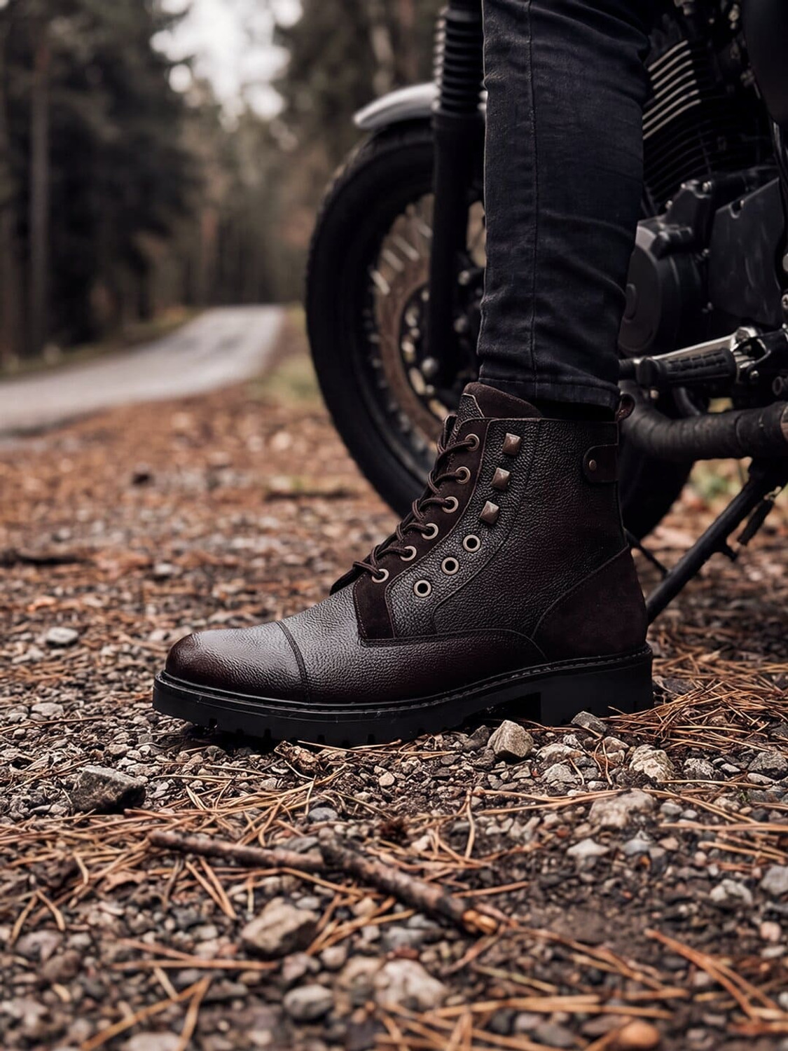 bacca bucci DRAGON Leather Boots for Bikers Riders Trekking Trail & Hiking with Fur Lining Boots For Men