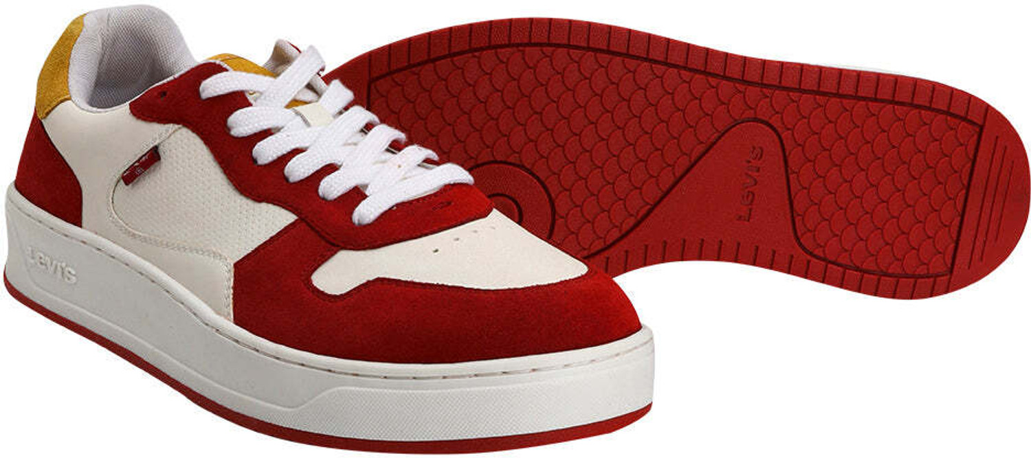 Image of LEVI'S Men's Red Colorblock Sneakers Sneakers For Men (Red, 9)