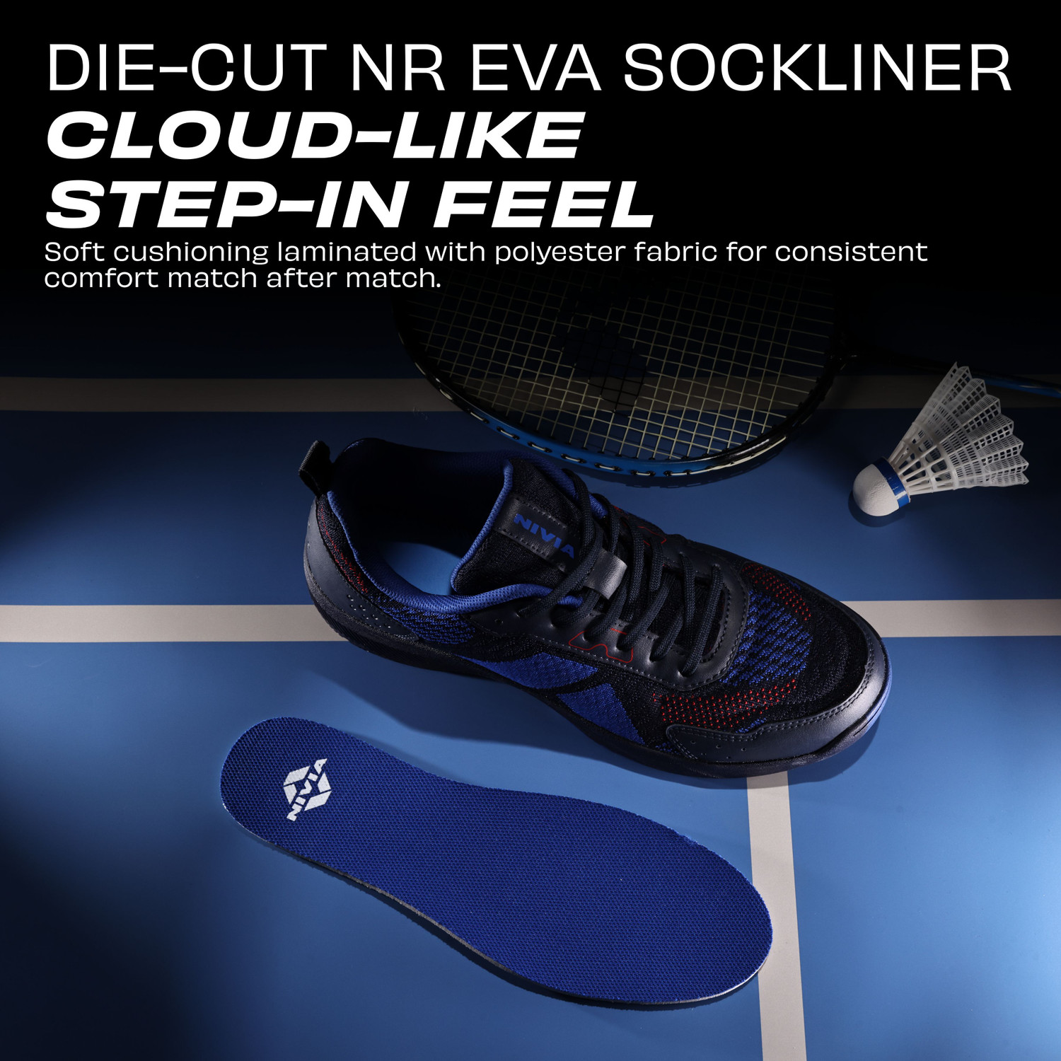 Image of NIVIA Badminton Shoes For Men (Navy, Blue, 9)