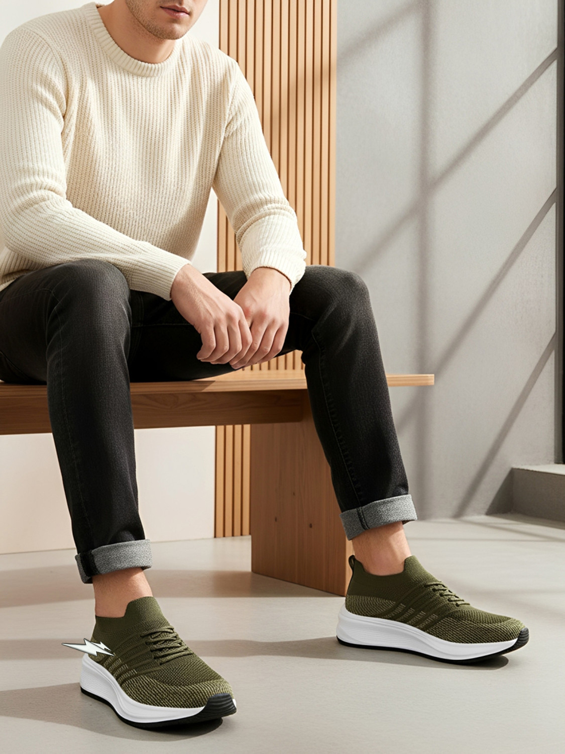 Image of BRUTON Nexora-634 Men Lightweight Sneakers for Men | Casual Lace-Up Shoes Sneakers For Men (Green, 7)