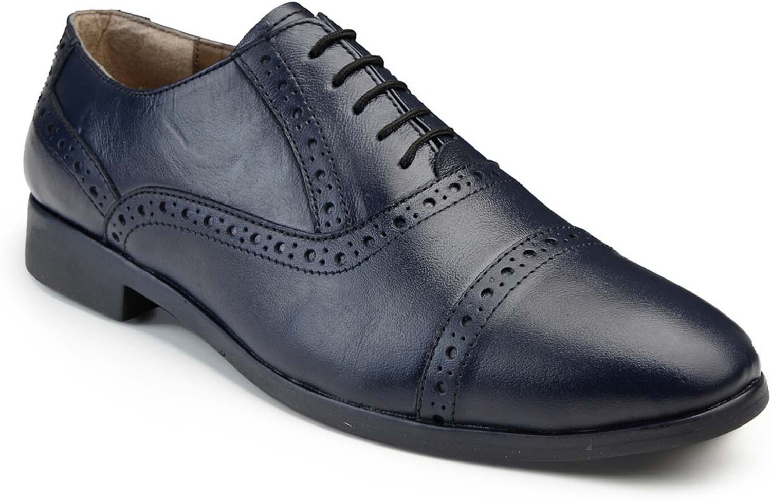 Image of LOUIS STITCH Men Blue Leather Oxford Formal Lace Up Shoes - LSRGOXBU - UK 9 Corporate Casuals For Men