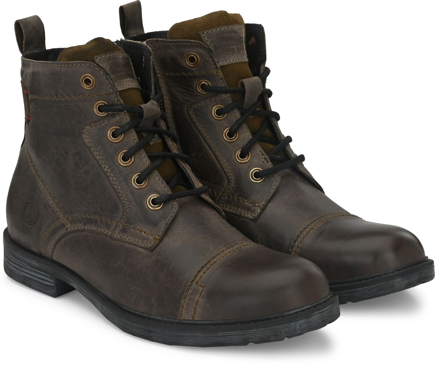 Image of MONDAIN 100% Genuine Leather New Trend Damaged Desgine Leather Shoes For Men Boots For Men