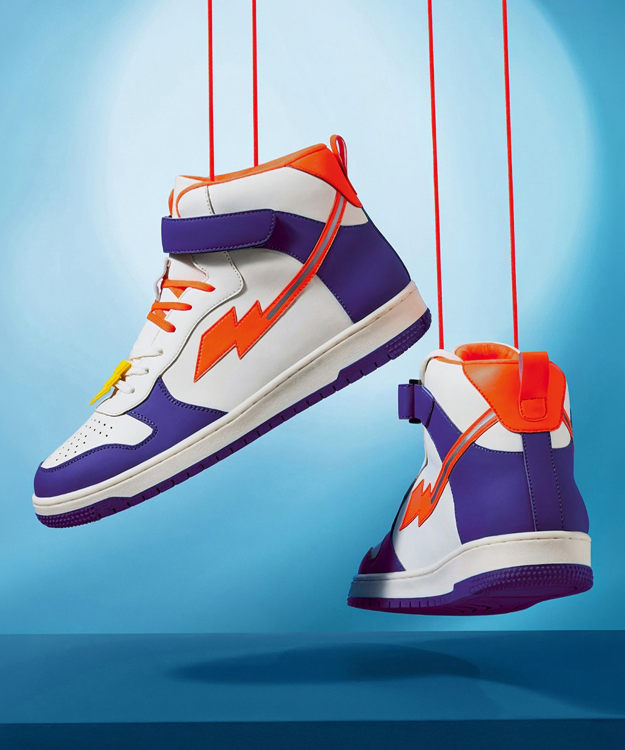Image of BEWAKOOF Bolt Color Block High-Top Sneakers For Men