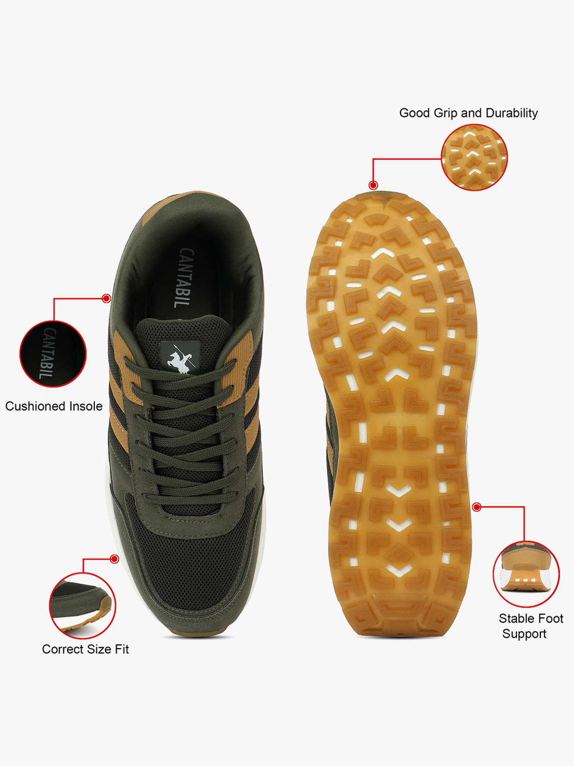 Image of CANTABIL Sports Running Shoes for Men | Lightweight & Comfortable with Cushioned Insole Outdoors For Men