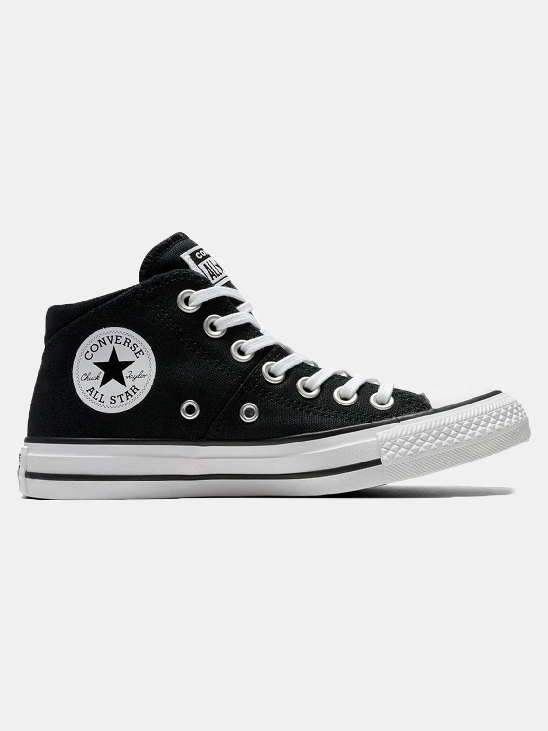 Image of Converse Chuck Taylor All Star Madison Mid Top Canvas Sneakers For Women (Black, 8)