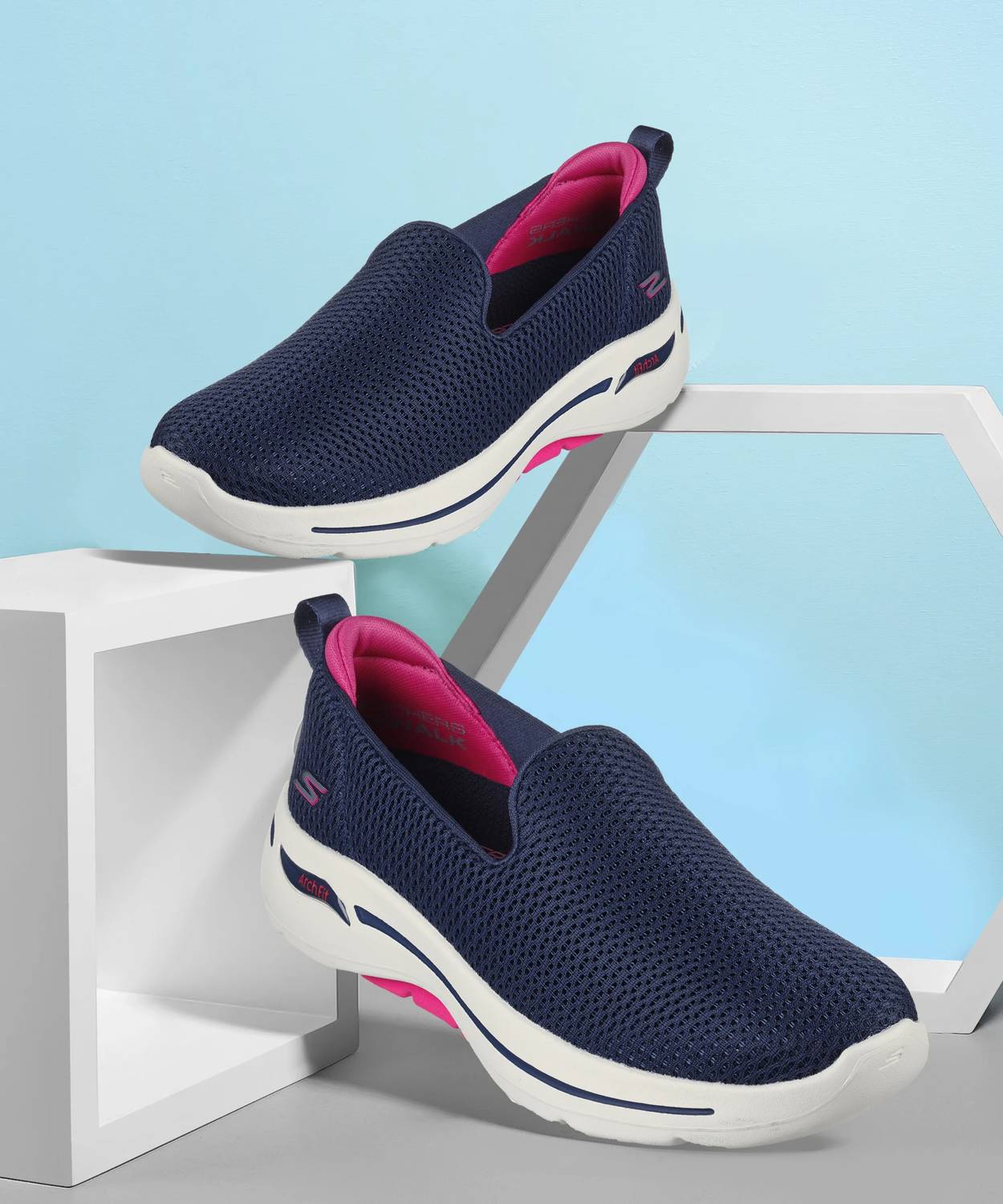 Skechers GO WARK ARCH FIT - HAZEL Sneakers For Women (Navy , 6)