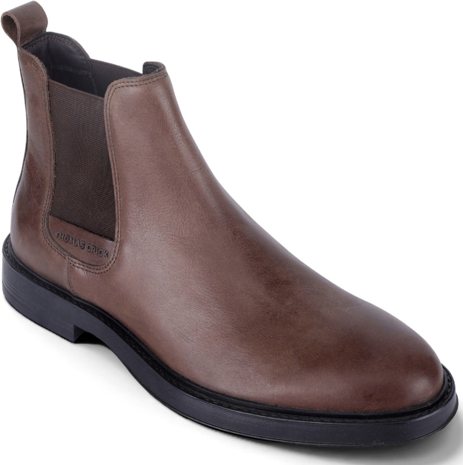 Image of THOMAS CRICK Thomas Crick Men's Dark Brown Holborn Leather Chelsea Boots Casuals For Men