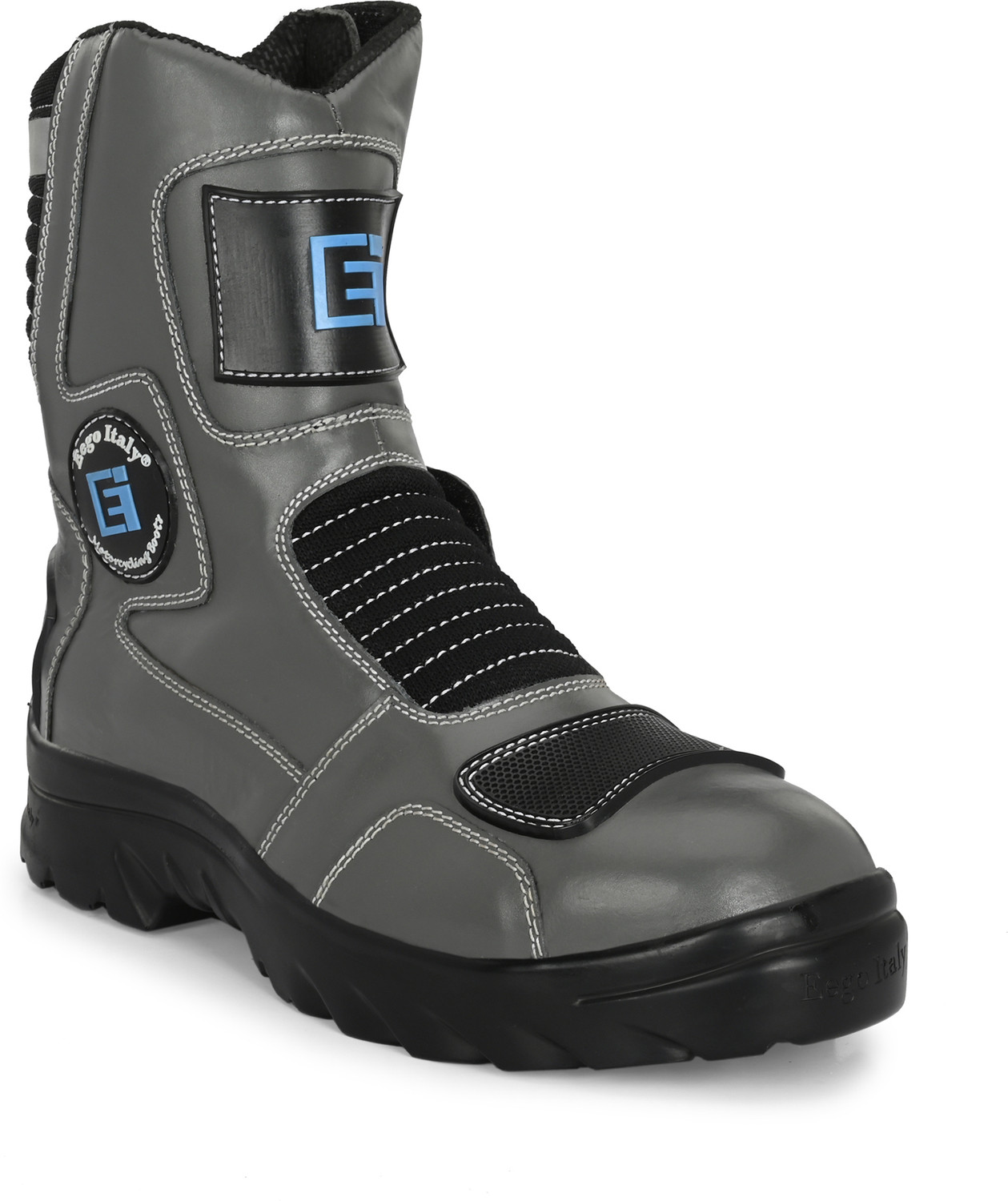 Image of EEGO ITALY Patrol, Water Resistant Biker booan i slip, 3M Reflectors,rubber gear protector Riding Shoes For Men