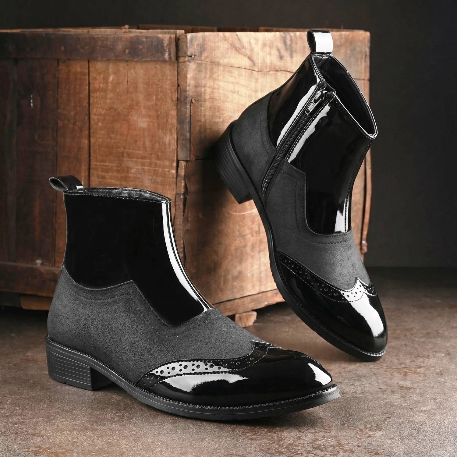YUVRATO BAXI Men Black Formal Ankle Zip Boot