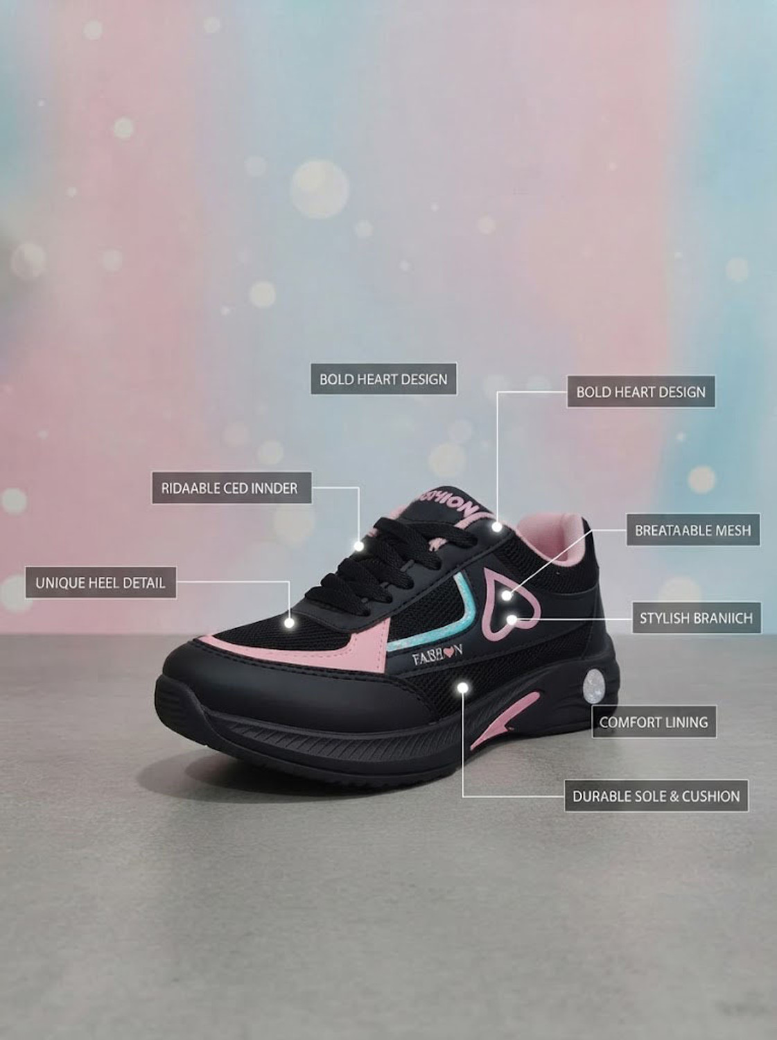 Image of Hsquare Fashion 101 Walking Shoes For Women (Black, 7)