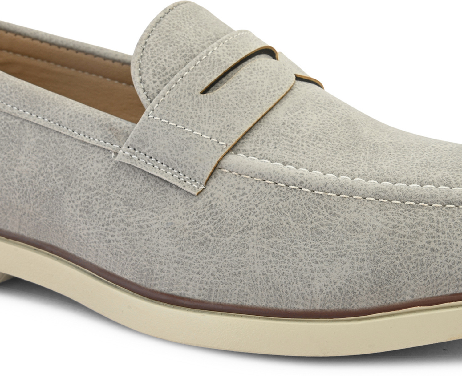 Image of Roadster Men beige solid suede round toe comfortable slip on moccasins stylish casual lo Loafers For Men