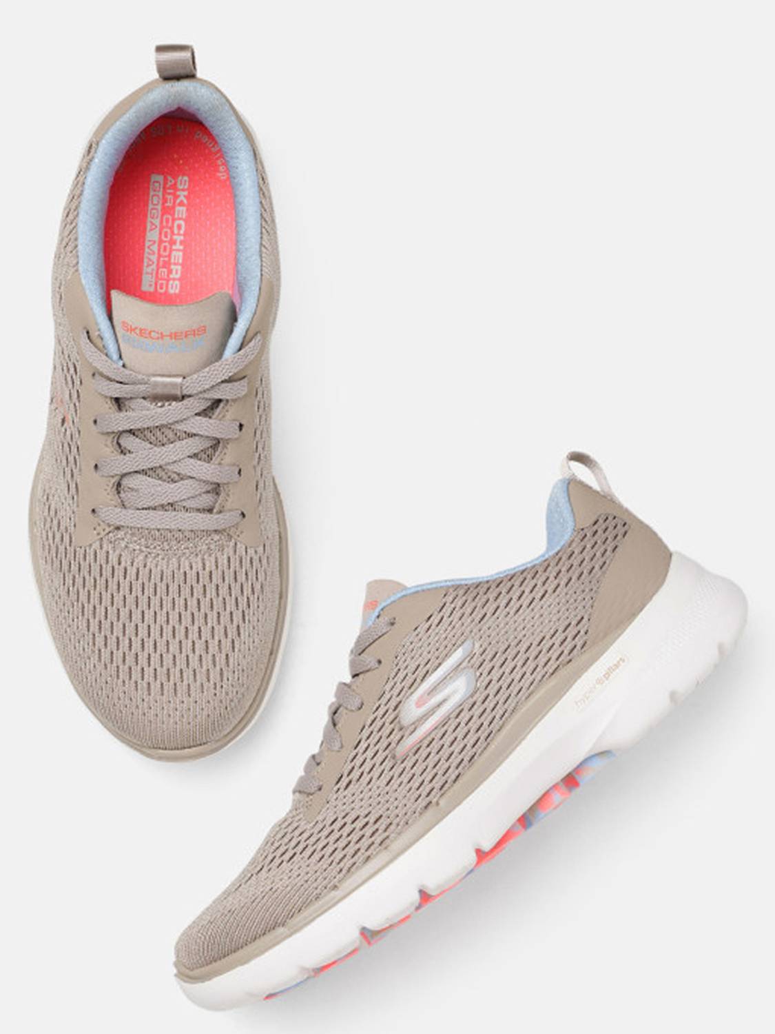 Skechers GO WALK 6 Sneakers For Women (Natural , 5)