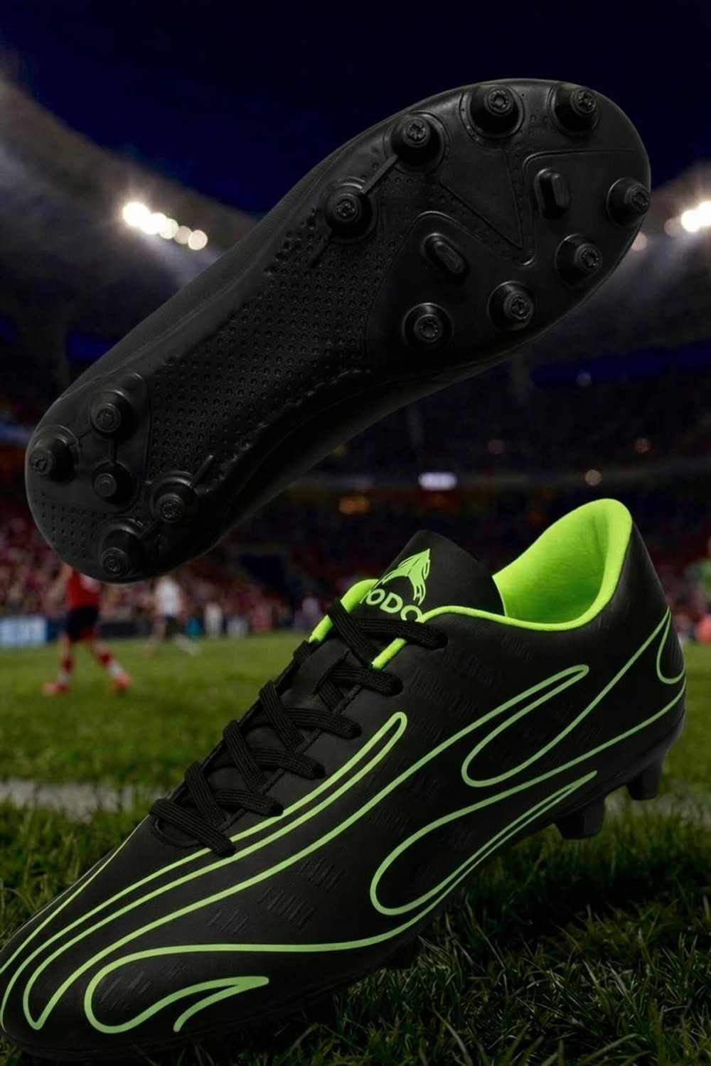 Image of rodox AMAZE Football Shoes For Men (Black, Green, 8)