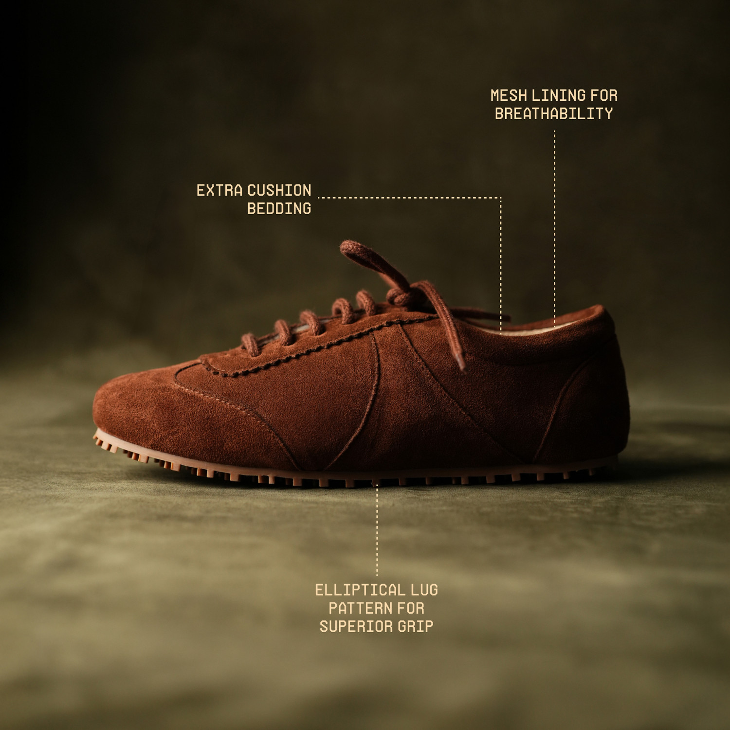 Image of Theater Combat Mocha Suede Sneakers Sneakers For Women