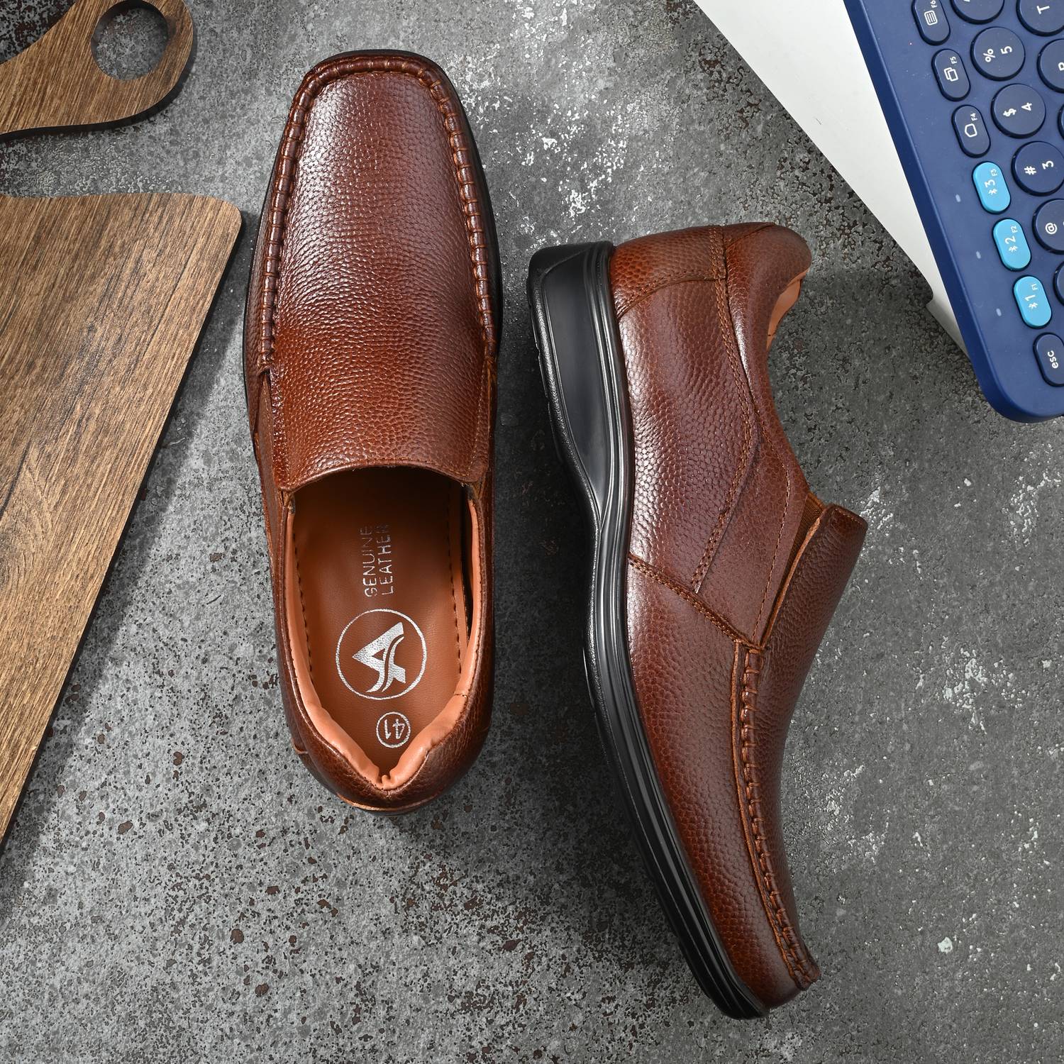 AUSERIO Genuine Leather Formal Shoes Light|Comfort|Trendy|Premium Shoes Slip On For Men