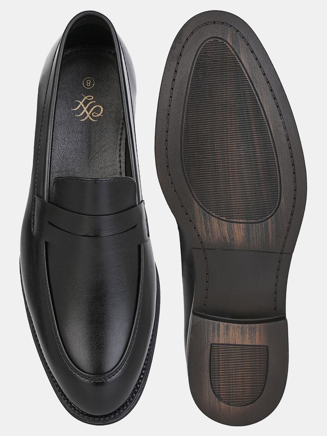 Image of House of Pataudi House Of Pataudi Men Black Solid Formal Shoes Slip On For Men