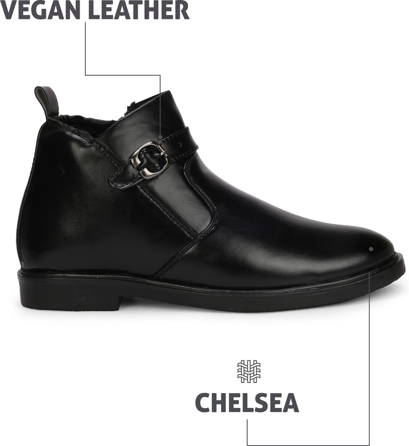 Image of Kraasa Luxury Solid Outdoor, Trendy, Lightweight, Chelsea Boots For Men (Black, 8)