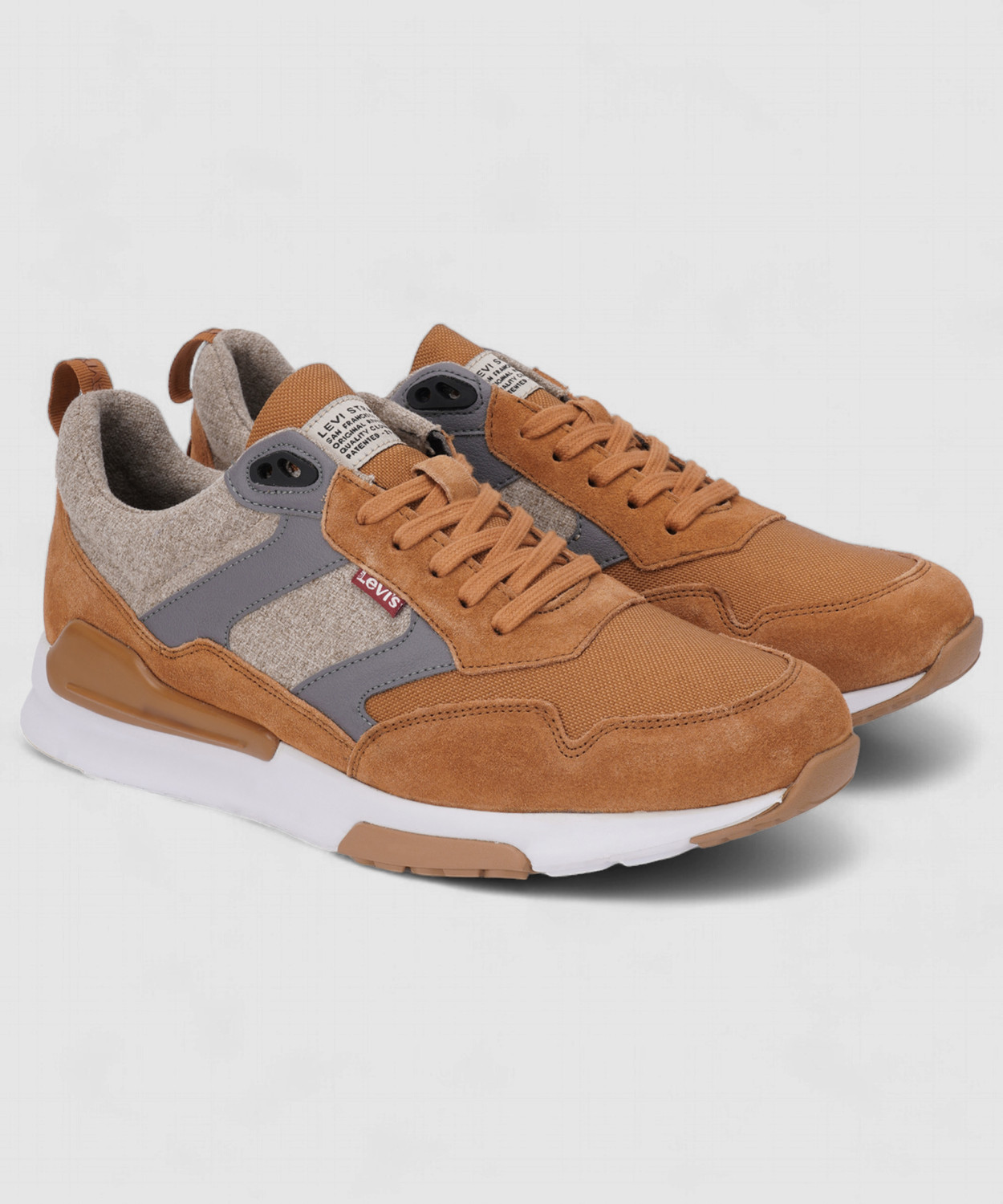 Image of LEVI'S Men's Brown Color Block Sneakers Sneakers For Men