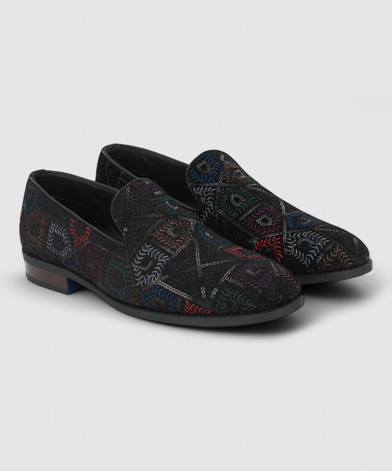 Image of House Of Pataudi Men Black Faux Leather Casual Slip On Loafers Party Wear For Men (Black, 7)
