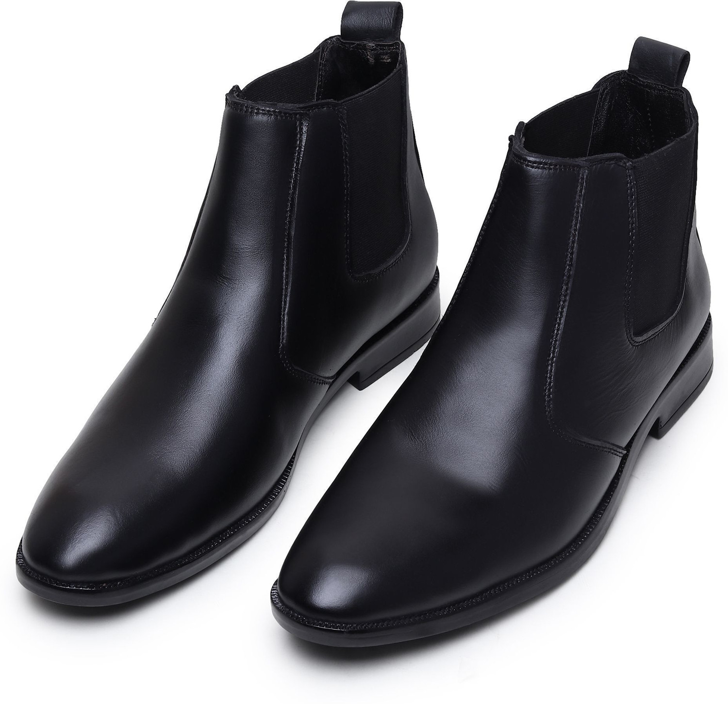 Image of Hayes London Genuine Leather Chelsea Boots, Mid Top Shoe With Comfortable Block Heel, Boots For Men