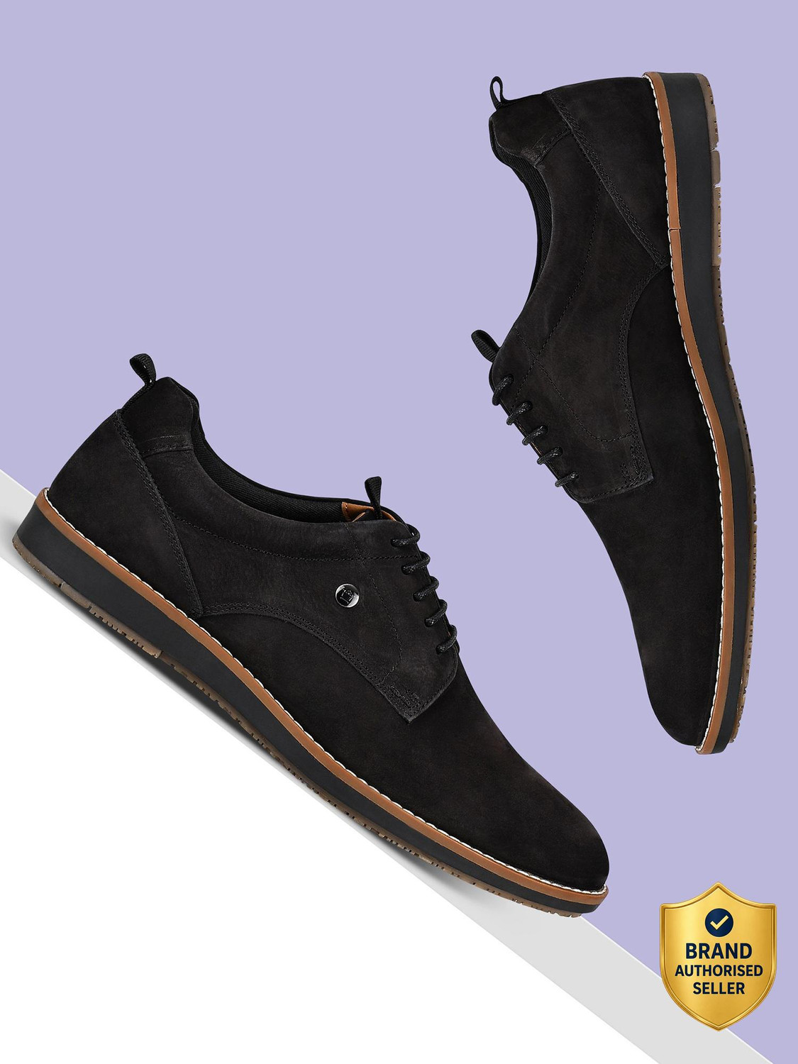 Image of LOUIS PHILIPPE Premium Leather Breathable Anti-Slip Flat Heel Semi F Lace Up For Men