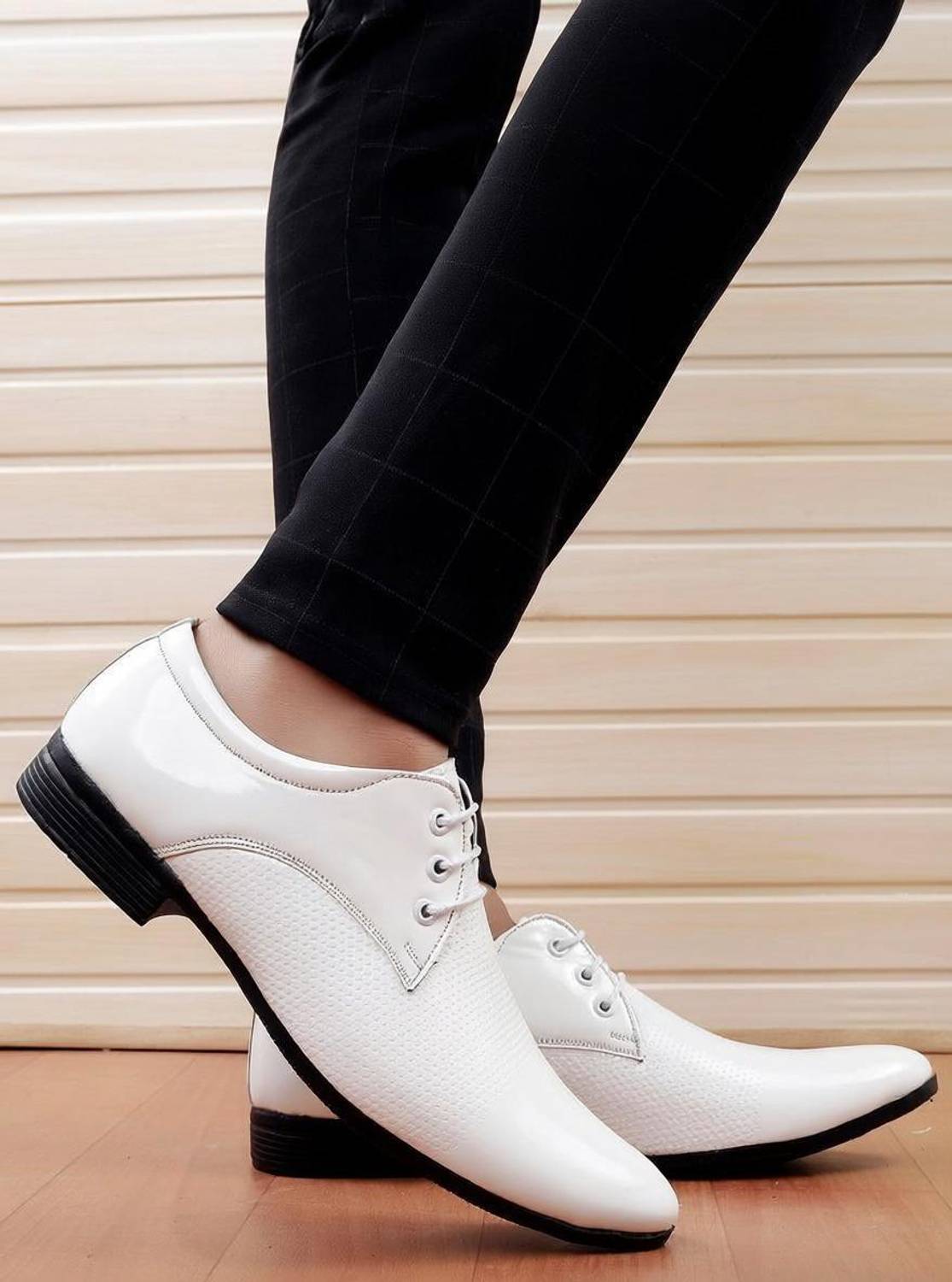formal white dress shoes for men Englewood | White laceups shoes | White Leather shoes | Glossy shoes for paty Derby For Men - Buy Englewood White shoes for men 1920s inspired dresses