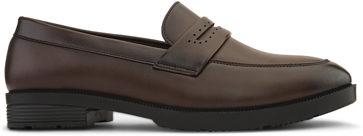 Image of INVICTUS Men brown solid formal pu slip on moccasins penny loafers shoes without laces Slip On For Men