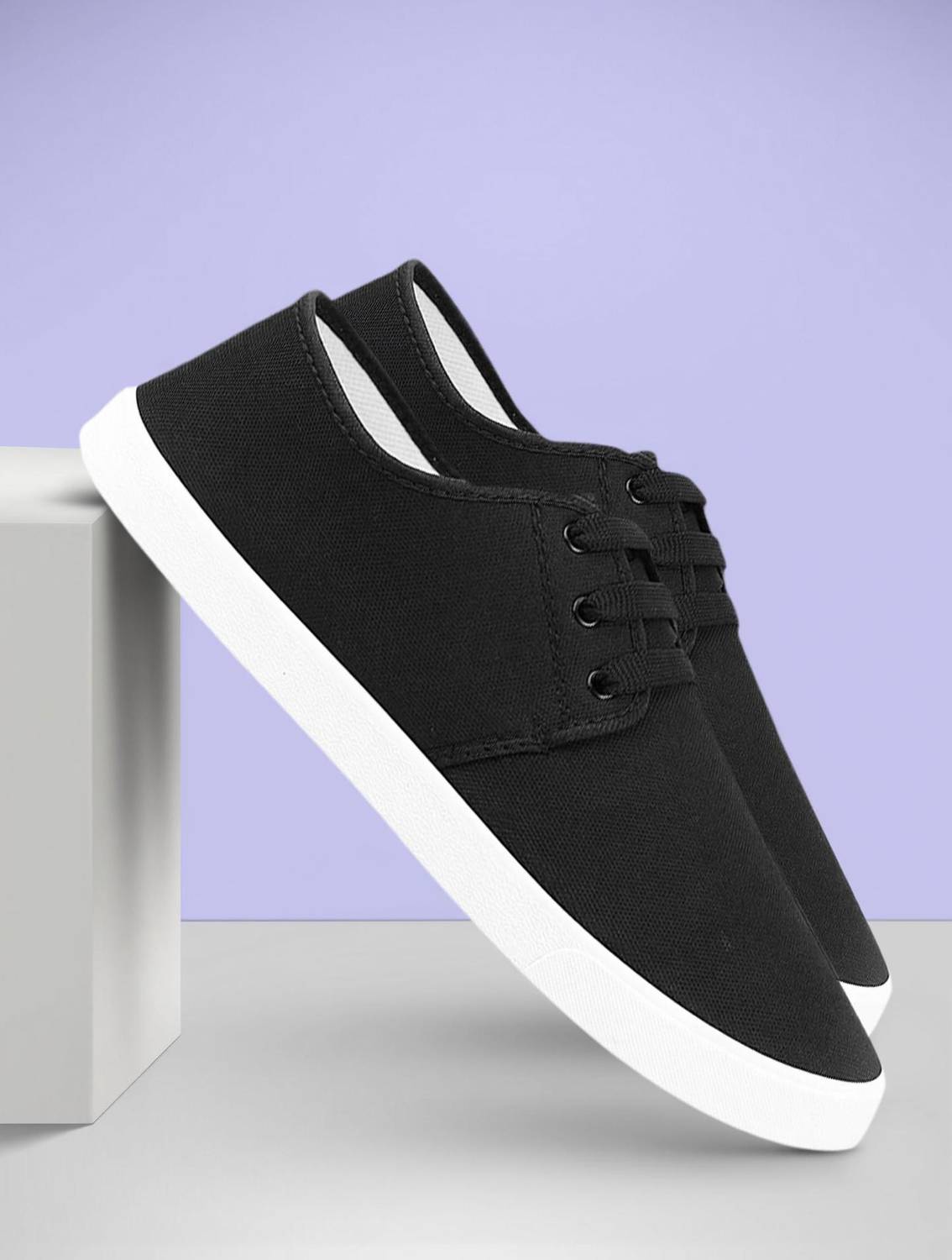 SPOTWALK SPOTWALK-Elite Lightweight Black Canvas Shoes For Men
