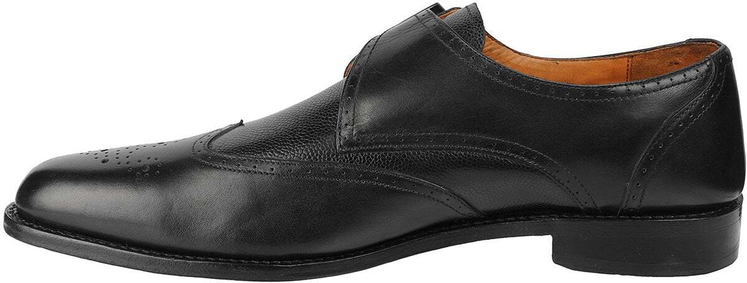 Image of Genr Big Size Regular Width Black Leather Slip-On Shoes For Men (UK14 /US15) Slip On For Men (Black, 14)