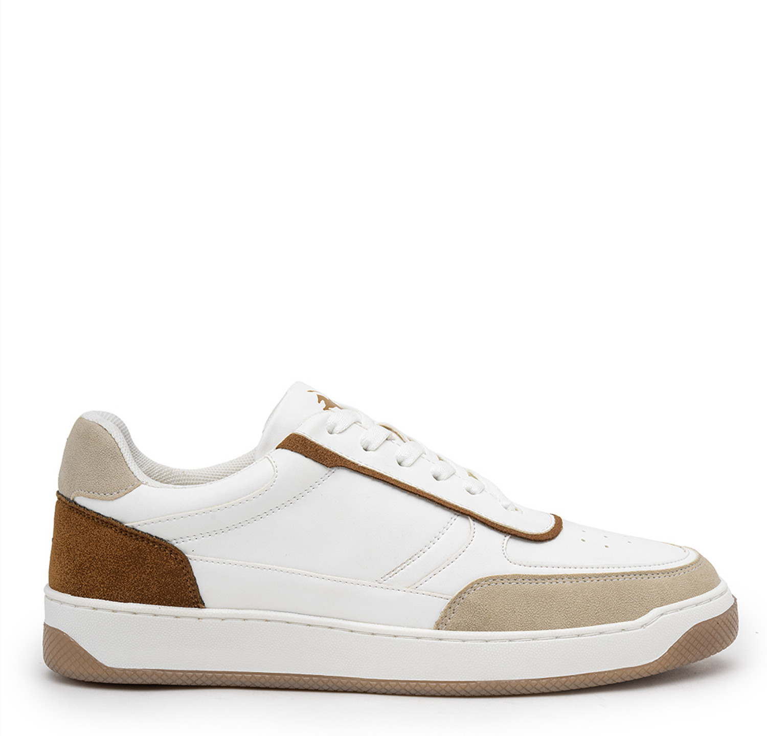 Image of CANTABIL Men's White & Beige Colourblock Casual Sneakers Sneakers For Men (White, Beige, 6)