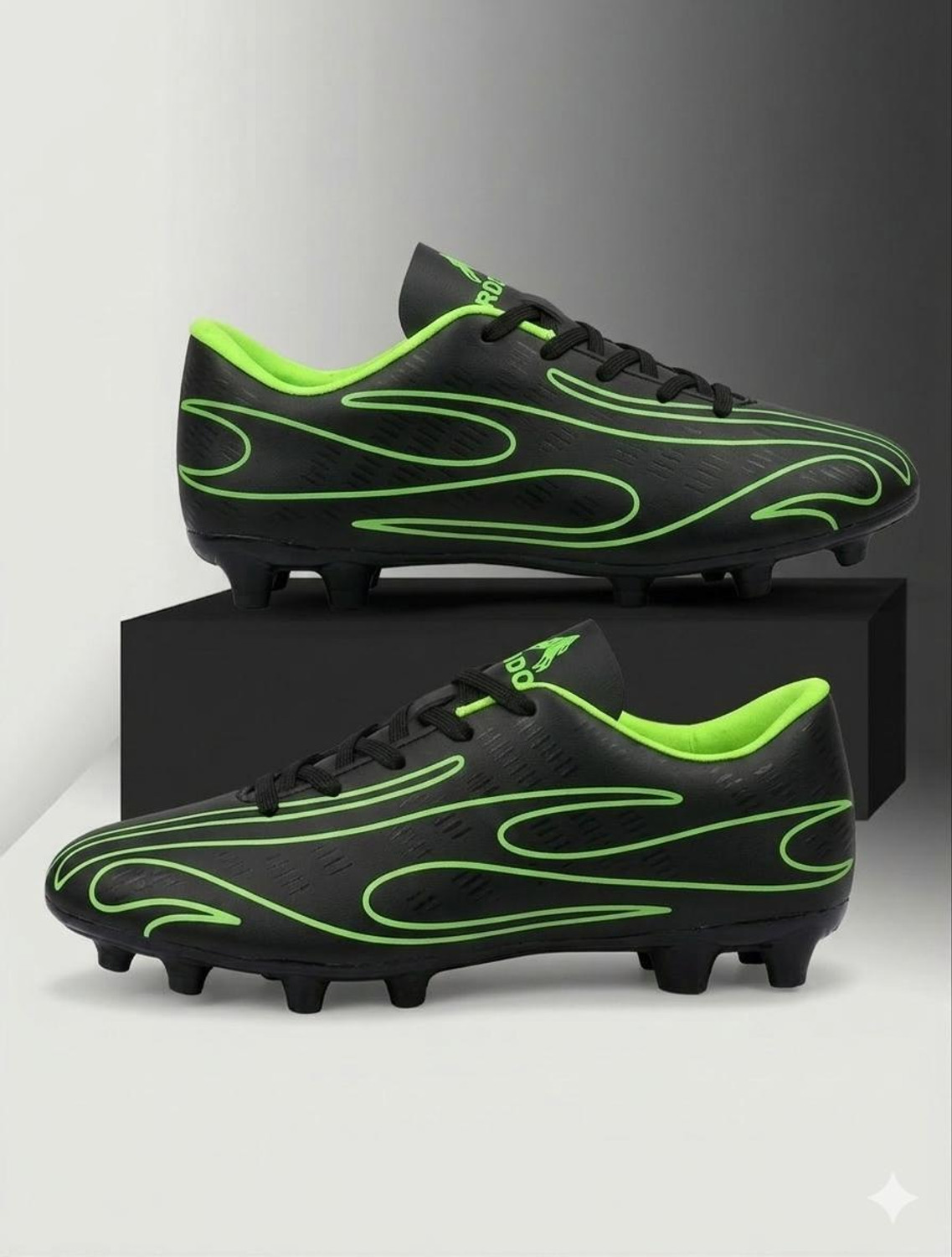 Image of rodox AMAZE Football Shoes For Men (Black, Green, 8)
