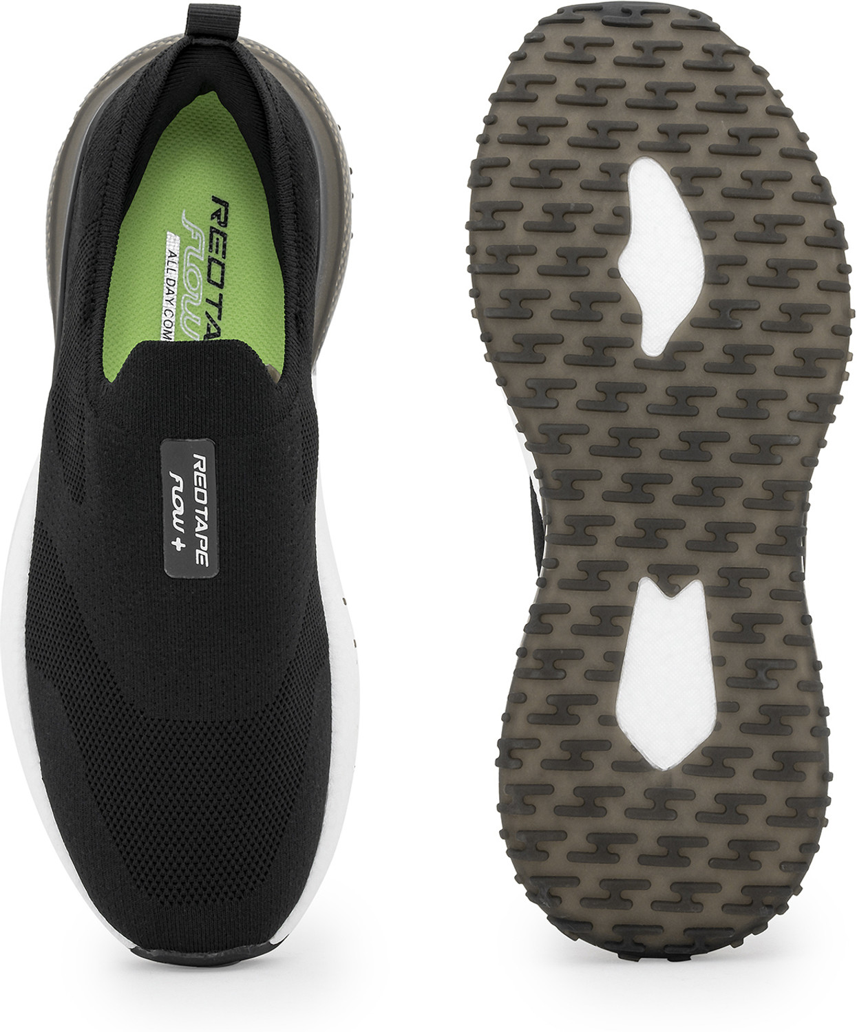 Image of RED TAPE Low Cut Walking Slip-On for Men in Black White | Walking Slip-On Walking Shoes For Men